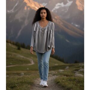 0082. Free People Lavender Long Sleeve Top